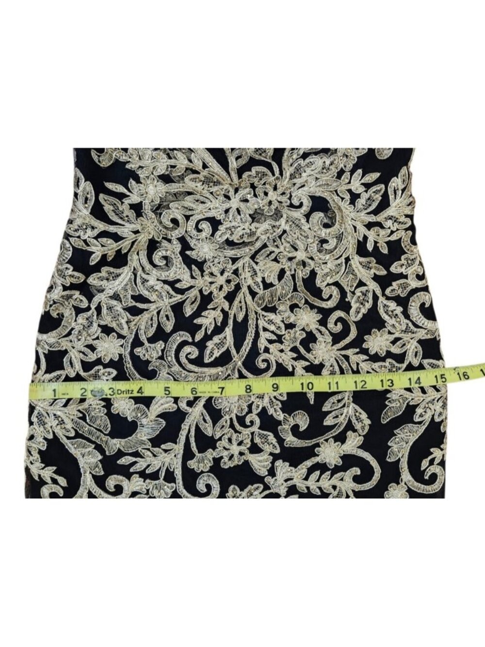 JVN by Jovani Black Gold Embroidered Mermaid Evening Gown Prom Formal Dress 2 - Picture 15 of 15